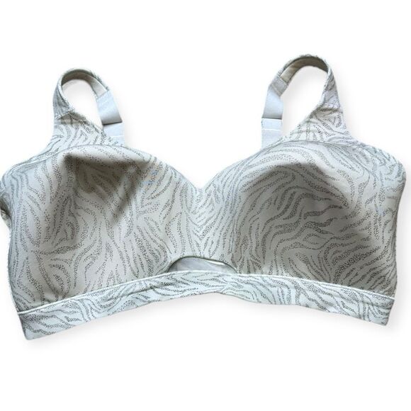 CACIQUE Women’s Gray & White Zebra Stripe Comfort Bliss Lightly Lined Wireless B - Picture 1 of 3